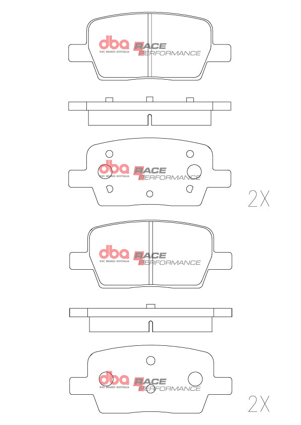 Race Performance Brake Pads Chev Camaro Non Brembo 2018 On Rear DB9105RP - DBA