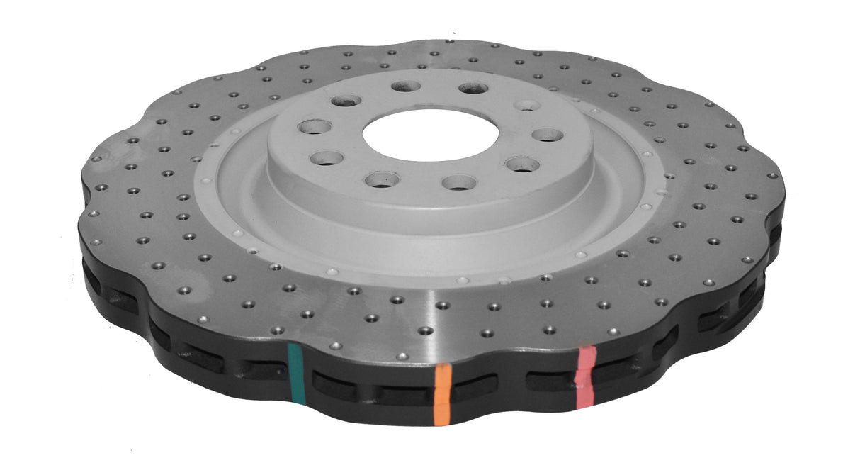 4000 Cross-Drill And Dimple Sliver Paint Wave Disc Kp Volkswagen Golf Rear MK7 Audi S3 12-> Front DBA42830WSLVXD - DBA