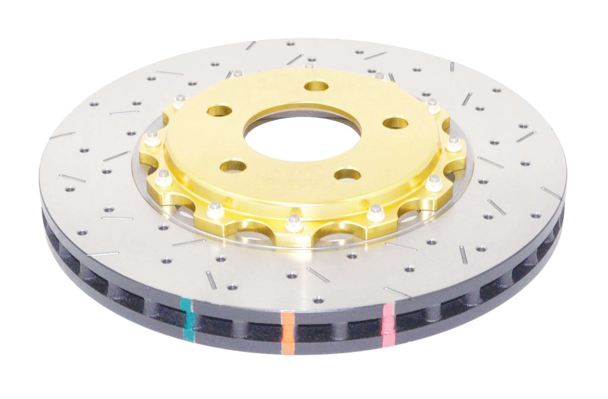5000 Fully Assembled 2 Piece Gold Hat Xs Cross-Drill/Slotted Kp Ford Mustang Gt V8 05-10 V6 11-14 Front DBA52113GLDXS - DBA