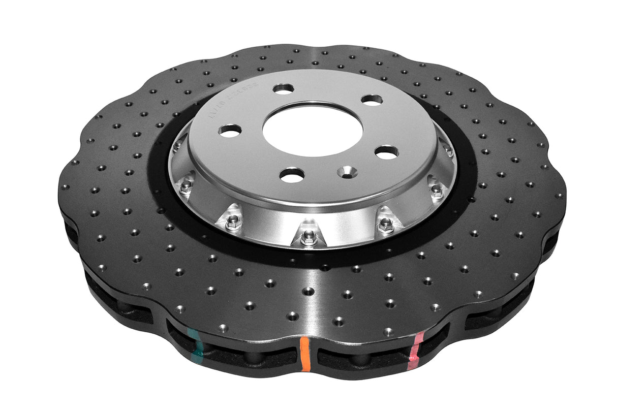 5000 Fully Assembled 2 Piece Clear Anodised Hat Cross-Drill And Dimple Wave Disc Kp Audi S4 S5 Quattro 08-> Q5 Quattro DBA52832WSLVXD - DBA