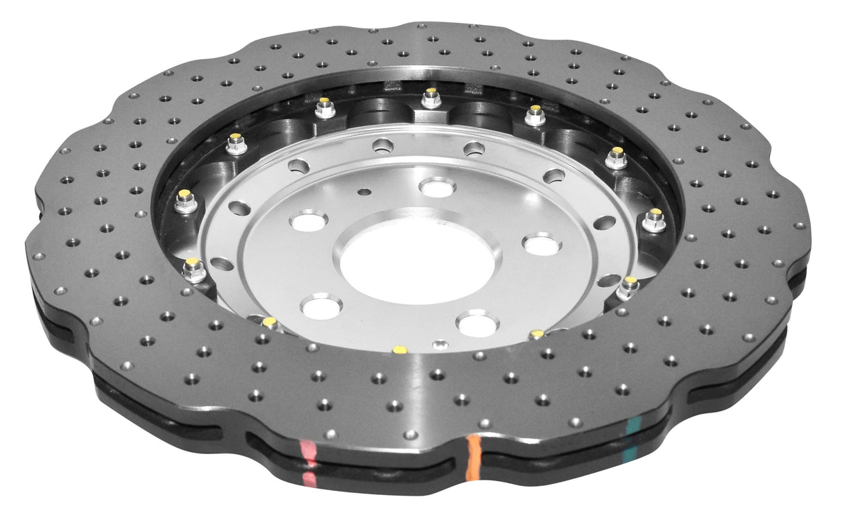 5000 Fully Assembled 2 Piece Clear Anodised Hat Cross-Drill And Dimple Wave Disc Kp Audi Right Side Q3 14-> Front DBA52836WSLVXD - DBA