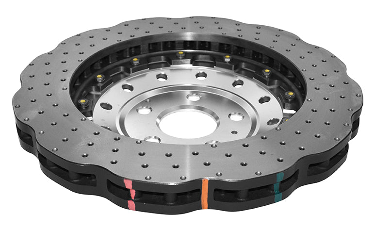 5000 Fully Assembled 2 Piece Clear Anodised Hat Cross-Drill And Dimple Wave Disc Kp AUDI-RS3 -> Front DBA52844WSLVXD - DBA