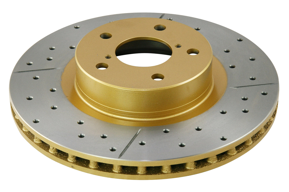 Street Gold Cross-Drill/Slotted Kp Subaru Impreza Wrx 99-> Front DBA648X - DBA