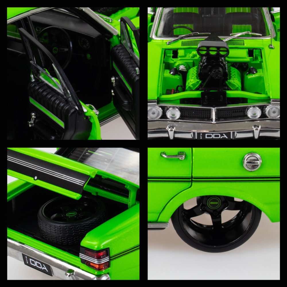 Ford Falcon XY GTHO Supercharged Lime Green Diecast Model Car 1:24 Scale Collectible