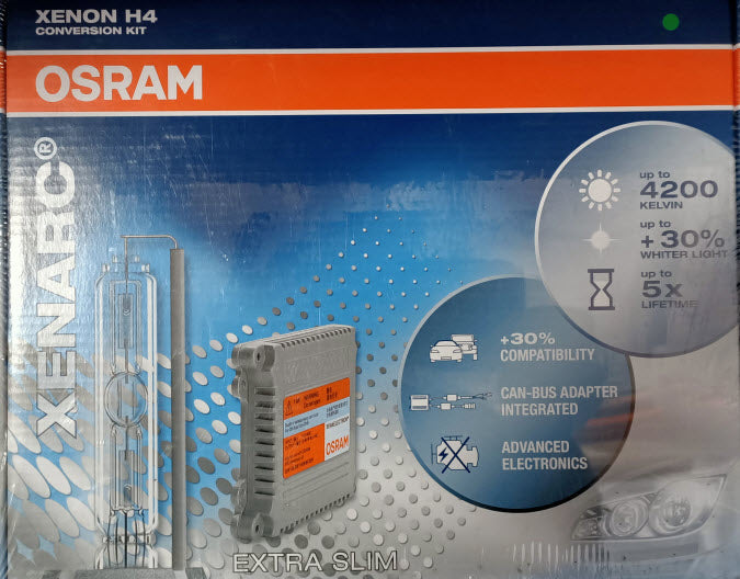 H4 HID KIT 12V 35W 4200K Complete Kit Globes & Ballast - OSRAM