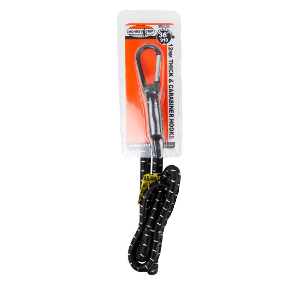 Monkey Grip Heavy Duty 12"-48" Octopus/Bungee Strap Carabiner Hooks 12mm Thick - Monkey Grip