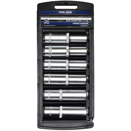 Deep Socket Set 6 Piece 1/2" Drive Metric: 11, 12, 13, 14, 15, 17mm - Tool King
