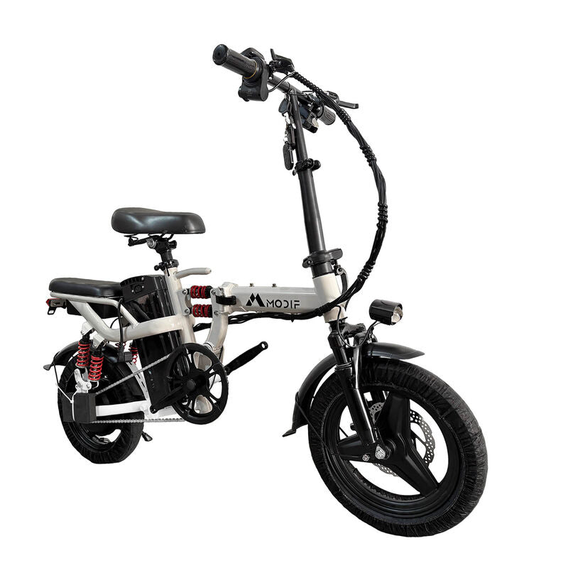 White Adult 1000W Electric Bike Foldable E Bicycle Mountain E Bikes 14" 3 Speed 50km/h EBIKE-003 - Machter