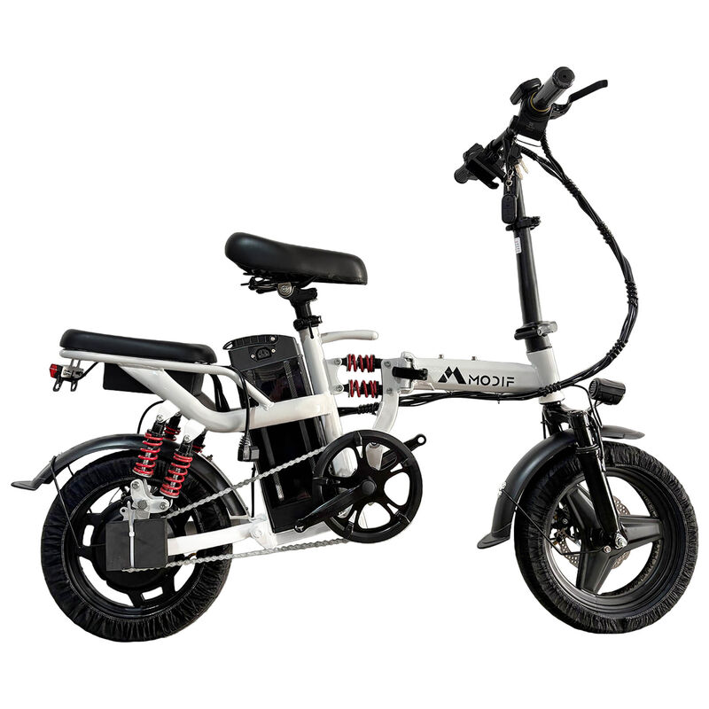 White Adult 1000W Electric Bike Foldable E Bicycle Mountain E Bikes 14" 3 Speed 50km/h EBIKE-003 - Machter