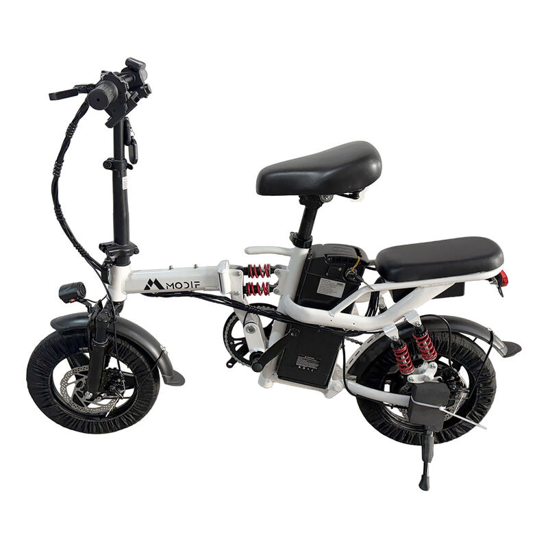 White Adult 1000W Electric Bike Foldable E Bicycle Mountain E Bikes 14" 3 Speed 50km/h EBIKE-003 - Machter