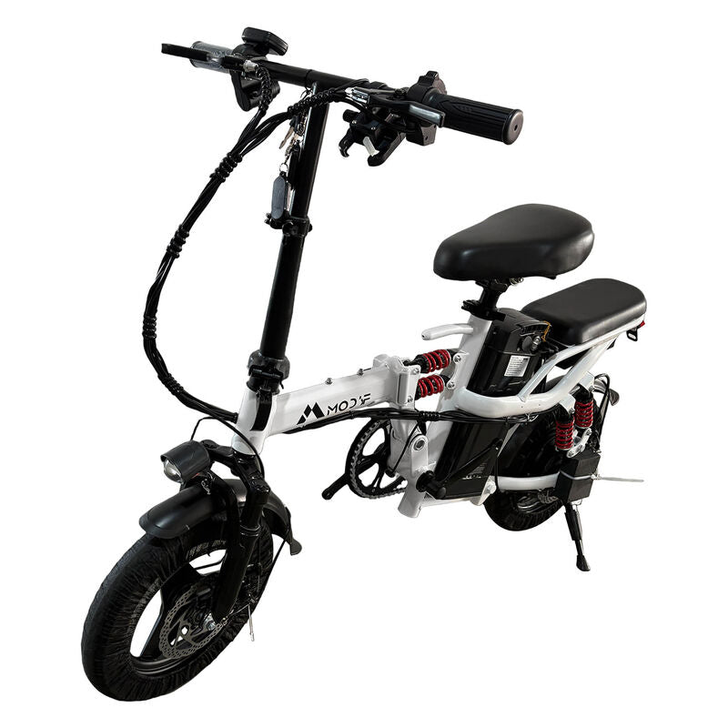 White Adult 1000W Electric Bike Foldable E Bicycle Mountain E Bikes 14" 3 Speed 50km/h EBIKE-003 - Machter