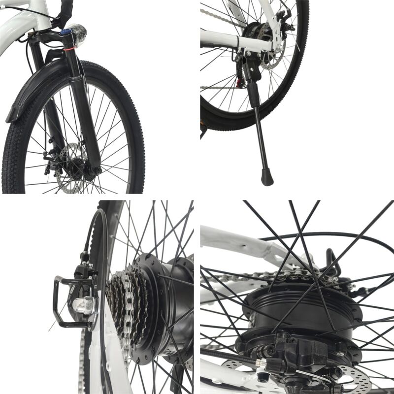 White 1500W Electric Bike 26'' E-MTB 48V Ebike Adult off Road City Bicycle Commuter EBIKE-006 - Machter