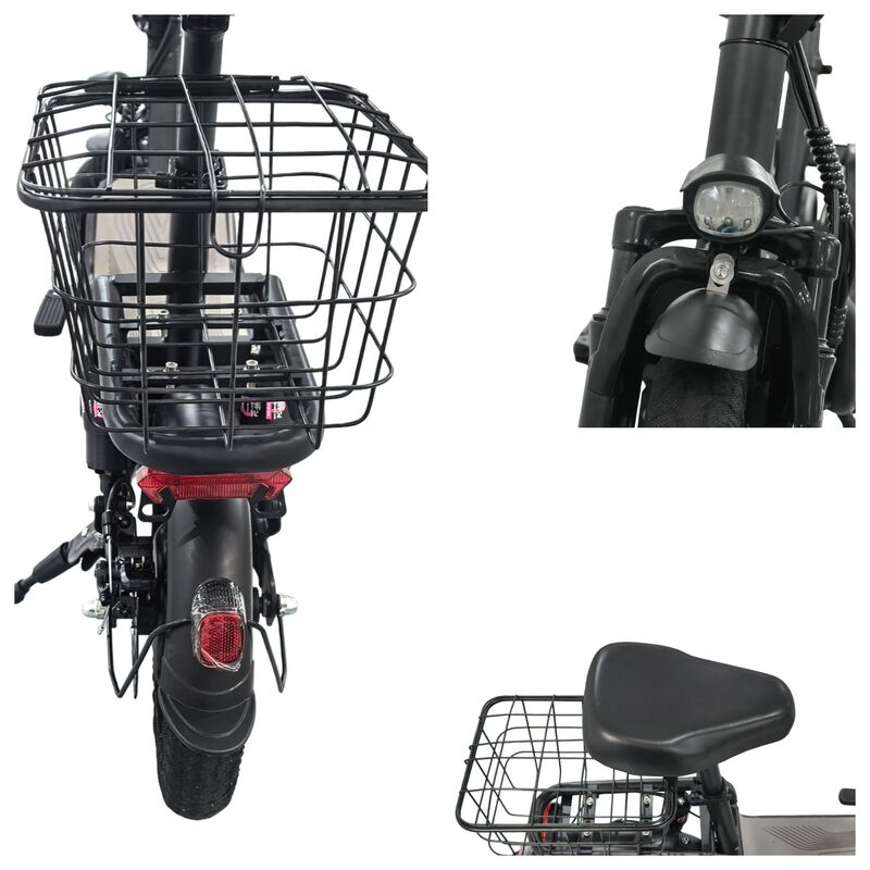 Black Electric Scooter With Seat Foldable Motorised Adults EScooter Commuter EBIKE-007 - Machter
