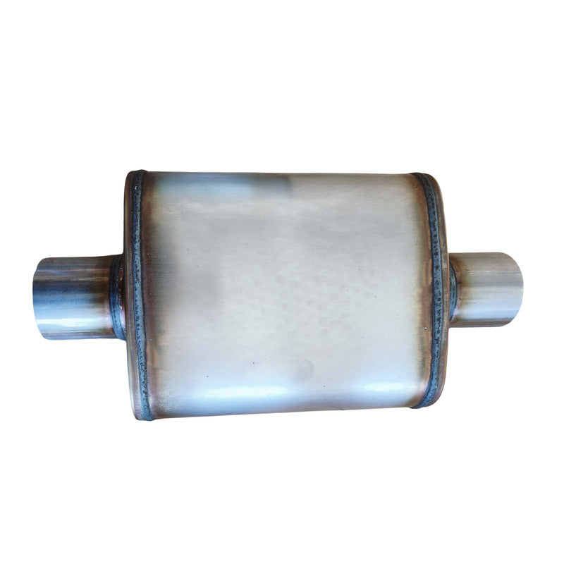 3" Megapower Straight Through 409 Stainless Steel Muffler Centre In / Out 14x9x4 - Machter