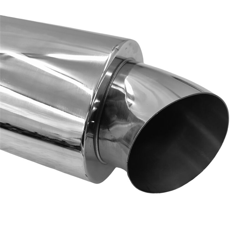 Polished Tip Exhaust Muffler Cannon 480mm Length 3" Inlet 4" Outlet ECC-007 - Machter