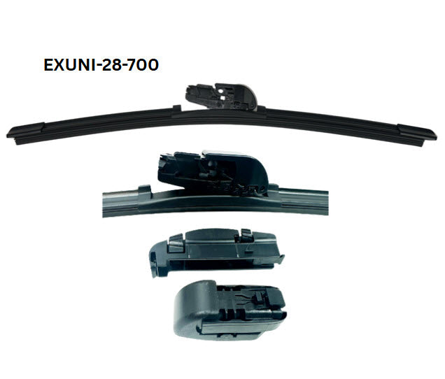 28 - 700mm Flexible Flat Wiper with Universal Adaptors EXUNI-28-700 - eXelwipe | Universal Auto Spares