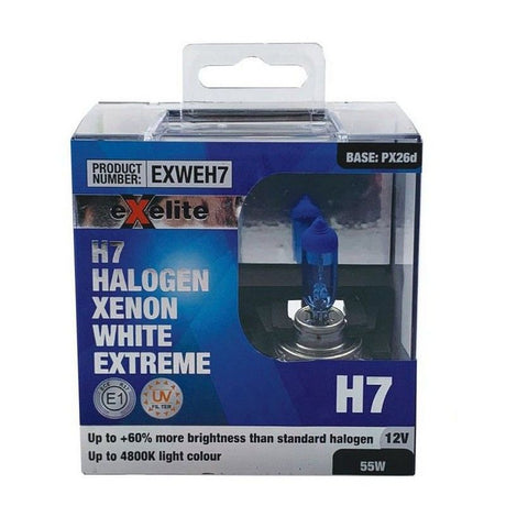 H7 55W Halogen Xenon White Extreme Headlight Globes Twin Pack EXWEH7 - Exelite | Universal Auto Spares