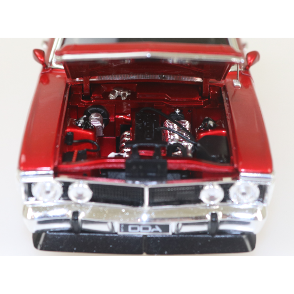 Ford XY Falcon Custom Supercharged Barra Engine Candy Red Diecast Model Car 1:24 Scale (Approx. 18–20cm) Collectible | Universal Auto Spares