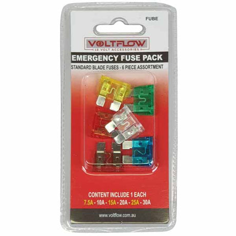 Standard Wedge Fuse 6 Piece Includes AMP Fuses - Voltflow | Universal Auto Spares
