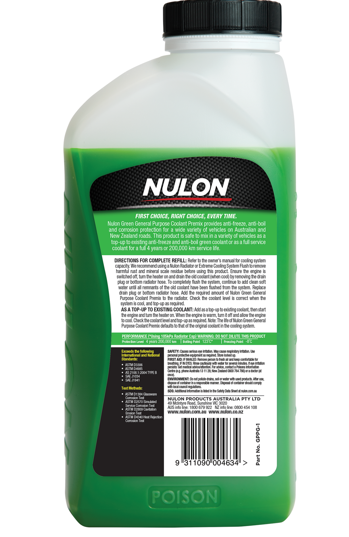 Green General Purpose Coolant Premix - Nulon