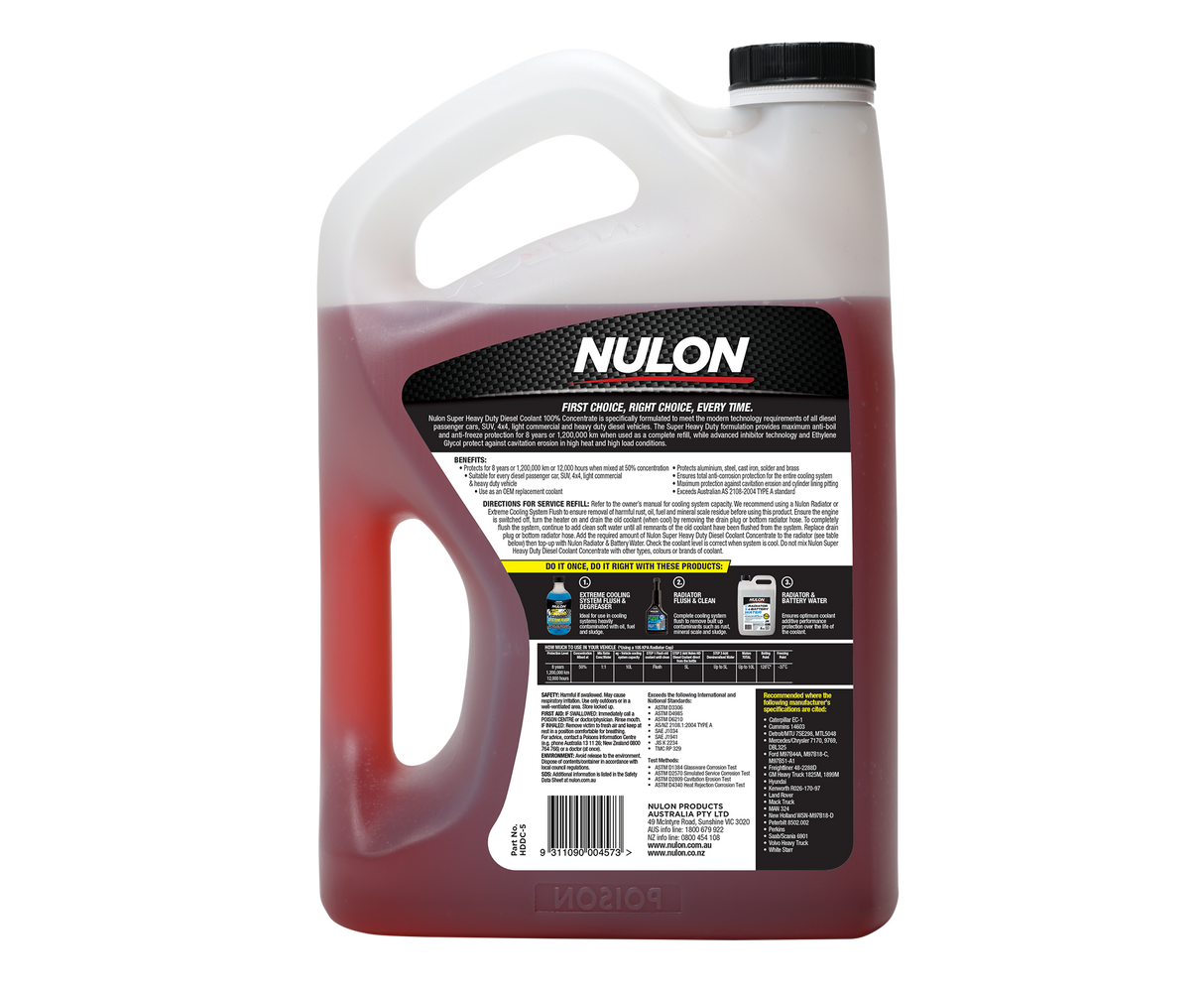 Super Heavy Duty Diesel Coolant 100% Concentrate 5L - Nulon