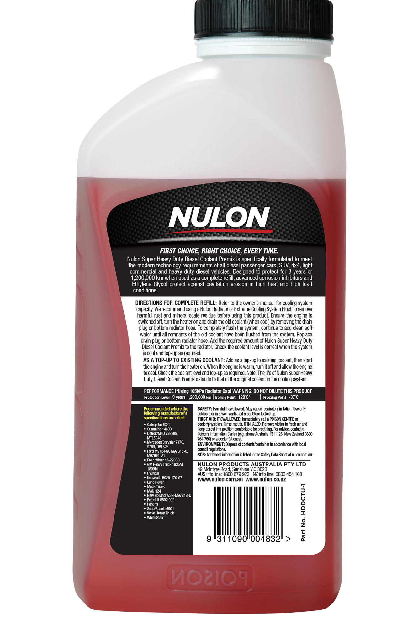 Super Heavy Duty Diesel Coolant Premix - Nulon