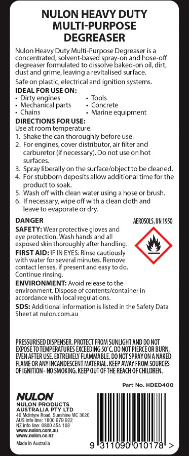 Pro-Strength Heavy Duty Multi-Purpose Degreaser 400mL - Nulon
