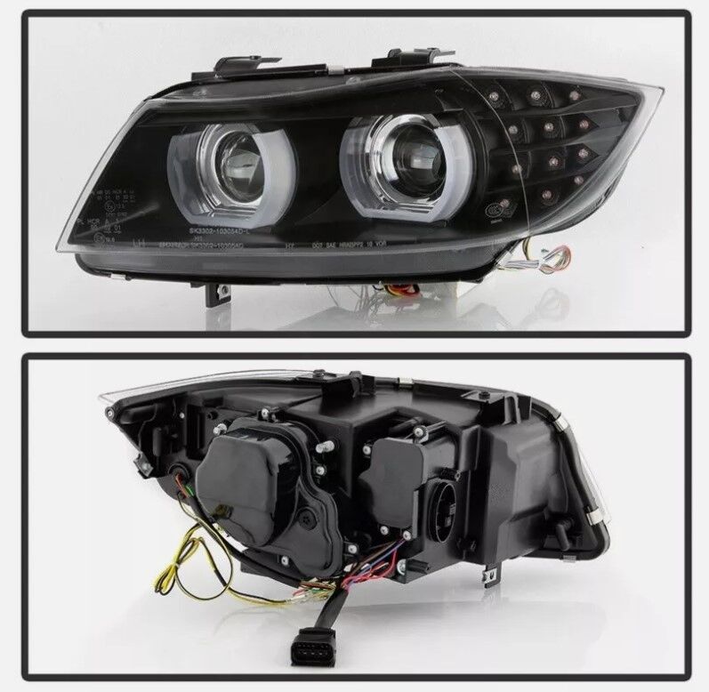 Black 3D DRL Projector LED Signal Headlights Fit For BMW 3-Series E91 E90 Sedan 2009-2012 HL-HD031LS - Machter