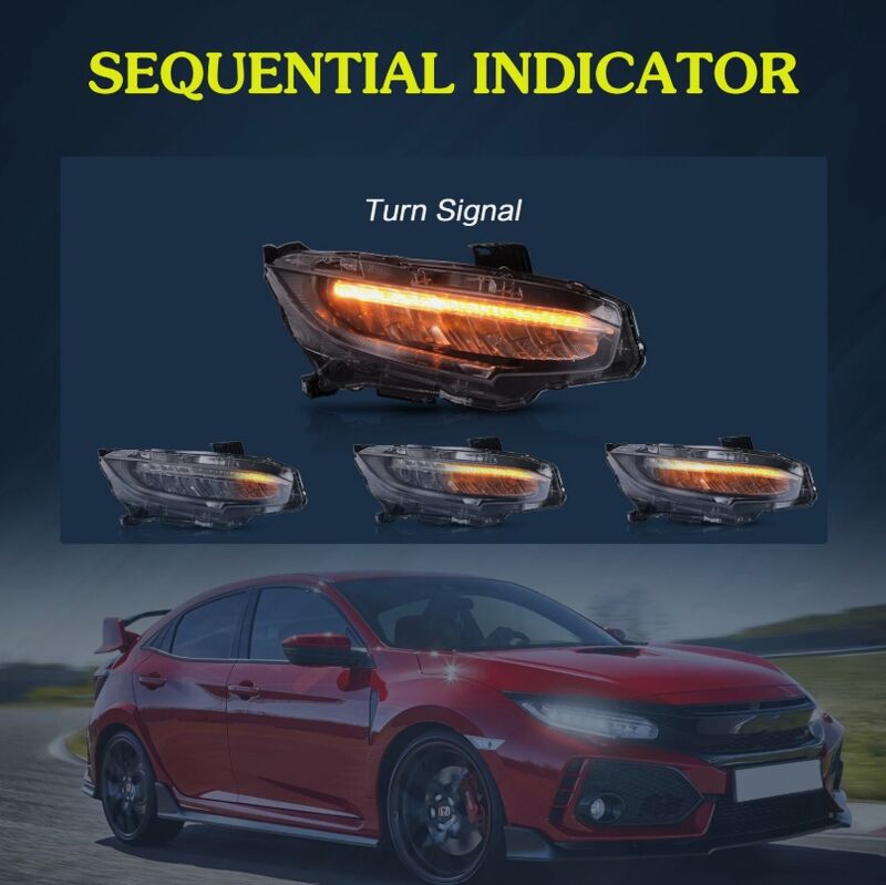 Full LED Projector Headlights Sequential DRL Fit For Honda Civic Type R FK7 FK8 2016-2021 HL-HD035LS - Machter