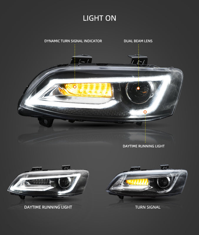 LED Headlights Sequential Blinker Fit For Holden VE Commodore Series 1&2 With HID Xenon Globes HL-HLN002LED - Machter