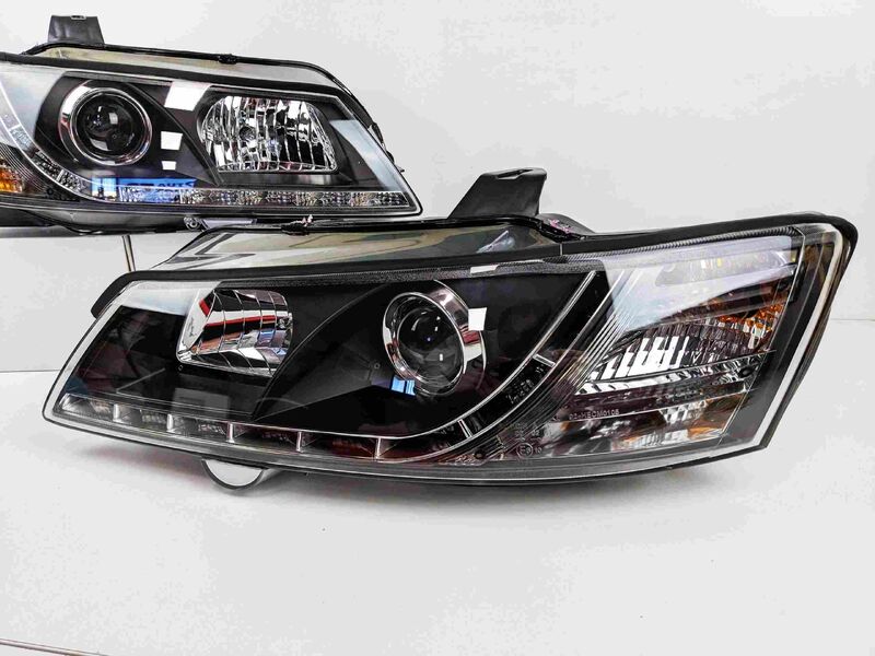 Black DRL LED Projector Head Lights Fit For Holden Commodore VY UTE 2002-2004 HL-HLN024LS - Machter