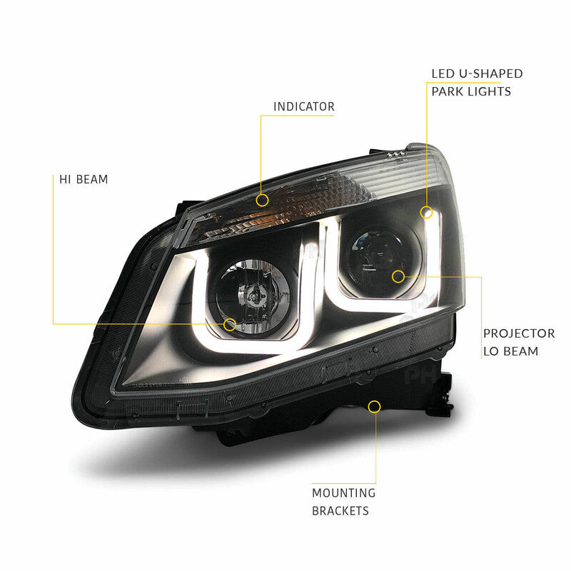 Back LED DRL Projector Headlights Fit For Isuzu D-MAX DMAX UTE 2012-2016 HL-IS001LS - Machter