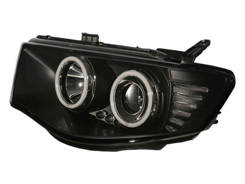 Black Ultra LED Angel Eyes Projector Headlights Fit For Mitsubishi Triton 2006-2015 HL-MB005LS - Machter