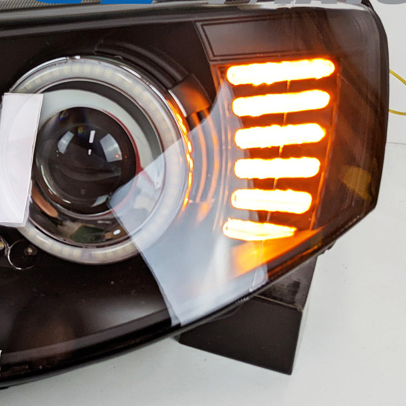 Black Ultra LED Angel Eyes Projector Headlights Fit For Mitsubishi Triton 2006-2015 HL-MB005LS - Machter