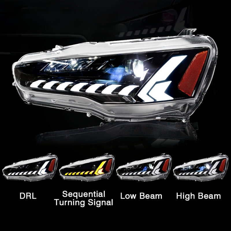 V2 Demon Eye 3D LED DRL Projector Head Light Fit For Mitsubishi Lancer CJ EVO X VRX 2007-2018 HL-MB021LS - Machter