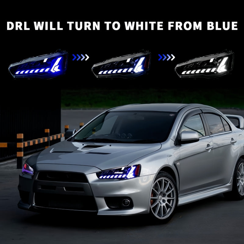 V2 Demon Eye 3D LED DRL Projector Head Light Fit For Mitsubishi Lancer CJ EVO X VRX 2007-2018 HL-MB021LS - Machter