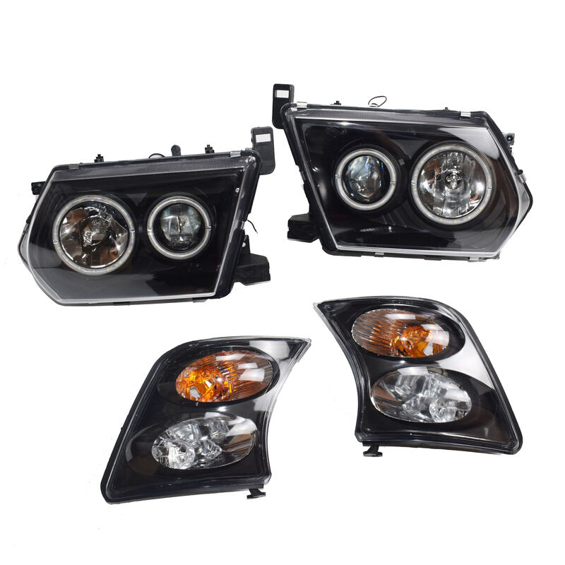 Pair Head Lights Lamps Black LED AngelEye Fit For Nissan Patrol GU 1-3 1997-2007 HL-NS003 - Machter