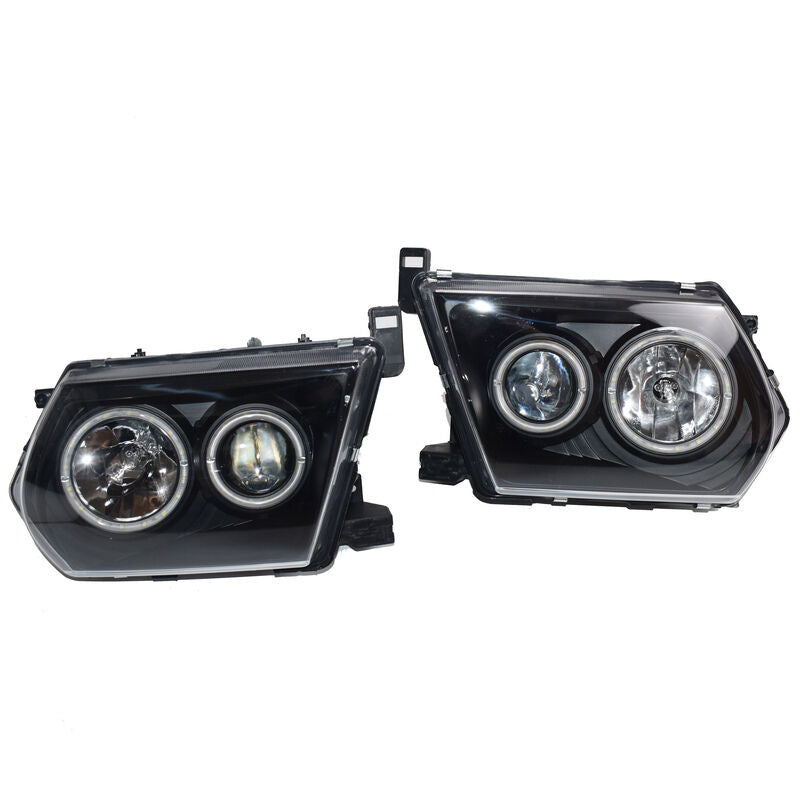 Pair Head Lights Lamps Black LED AngelEye Fit For Nissan Patrol GU 1-3 1997-2007 HL-NS003 - Machter