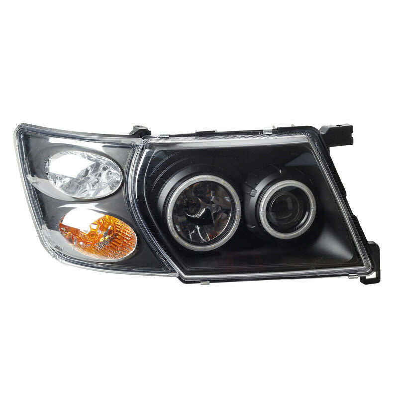 Pair Head Lights Lamps Black LED AngelEye Fit For Nissan Patrol GU 1-3 1997-2007 HL-NS003 - Machter