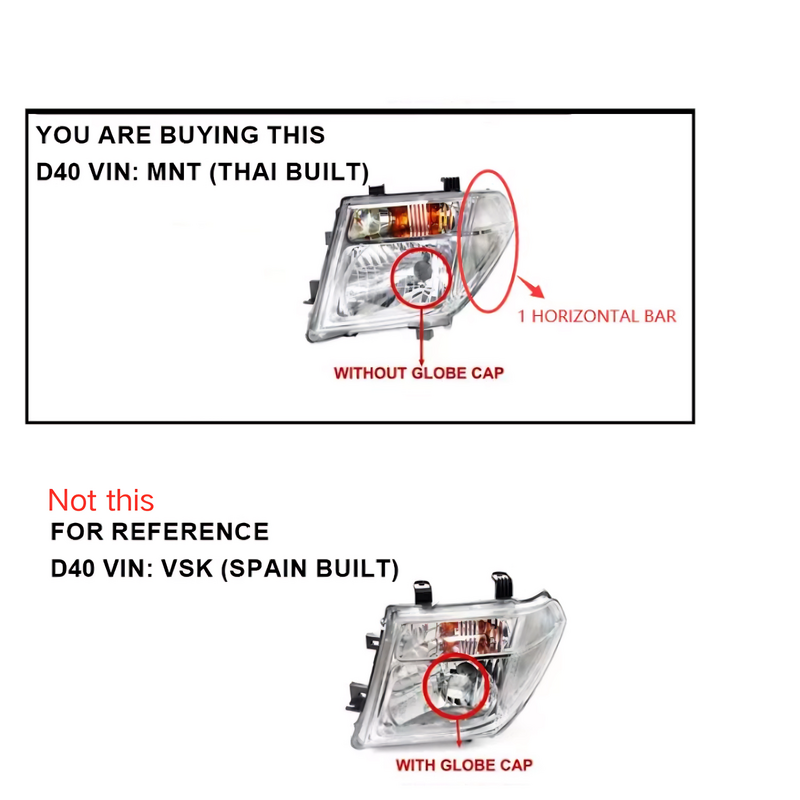 Pair Head Light Lamp Fit For Nissan Navara D40 D40T MNT Thai Built 2008-2014 HL-NS009 - Machter