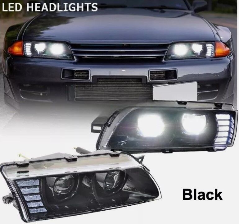 COPLUS 78 Works Dual LED Projector Headlights Fit For Nissan Skyline R32 GTR GTST RB26 1989-1994 HL-NS027LS - Machter