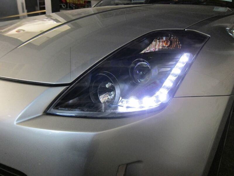 DRL LED Black Projector Headlights Fit For Nissan 350Z Z33 Fairlady Halogen Type 2003-2005 HL-NS033LS - Machter
