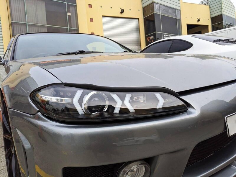 Black LED 3D DRL Projector Headlights & LED Indicators Fit For Nissan S15 200sx Silvia 1999-2002 HL-NS034LS - Machter
