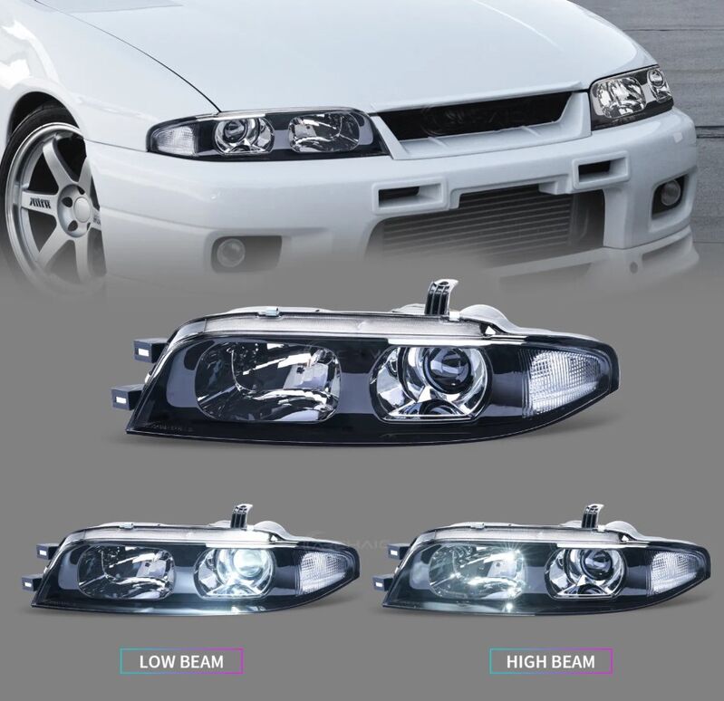 JDM Black OE Projector Headlights Fit For Nissan Skyline R33 GTR GTS25 GTS Series 1&3 HL-NS035LS - Machter