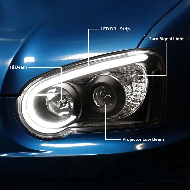 Black 3D LED Angle Eyes Projector Headlights Fit For Subaru Impreza WRX STI GD 2003-2005 HL-SB001LS - Machter