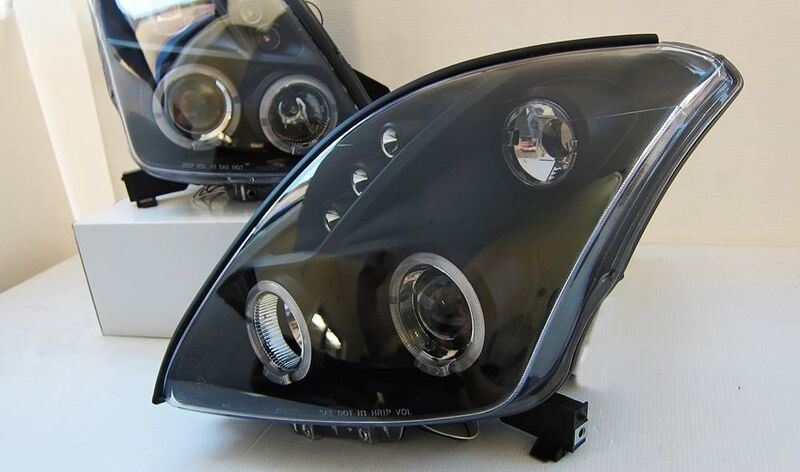 Black LED Angel Eyes Projector Headlights Fit For Suzuki Swift Sport 2004-2010 HL-SU021LS - Machter