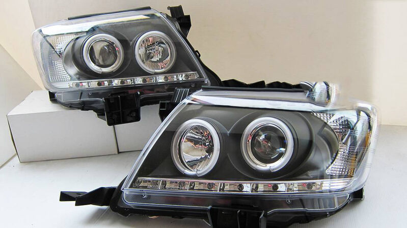 Black DRL LED Angel-Eyes Projector Headlights Fit For Toyota Hilux SR5 2011-2014 HL-TA007LS - Machter