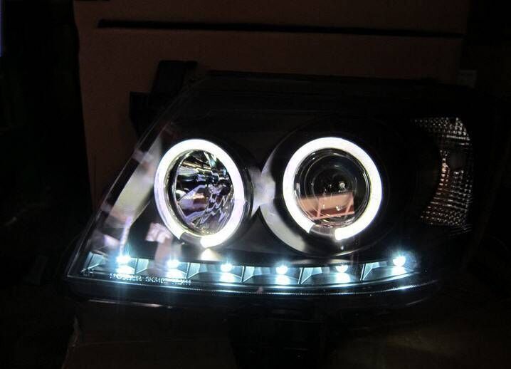Black DRL LED Angel-Eyes Projector Headlights Fit For Toyota Hilux SR5 2011-2014 HL-TA007LS - Machter