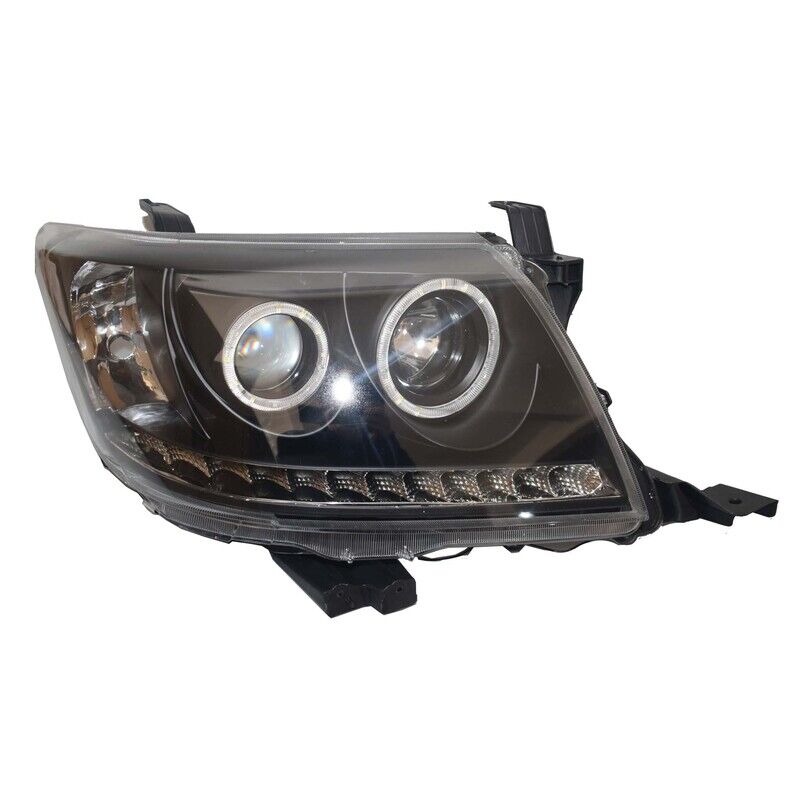 Pair Smoke LED Headlights DRL HALO Projector Angel Eyes Fit For Toyota Hilux VIGO 2011-2015 HL-TA015 - Machter