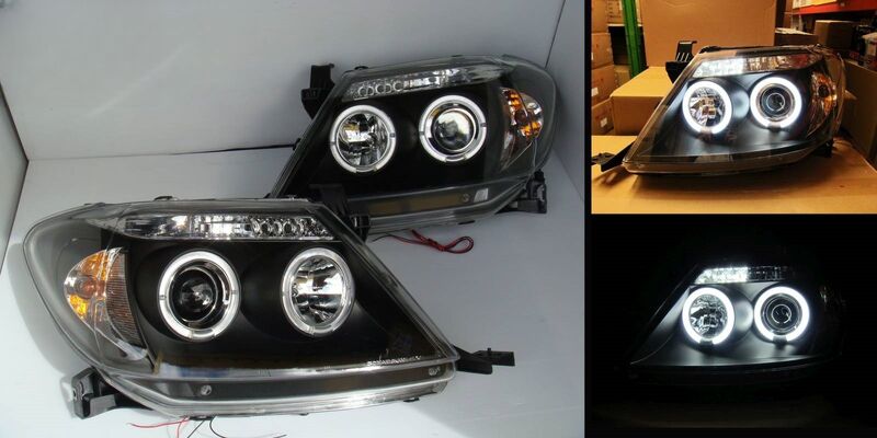 Black CCFL Angel-Eyes Projector Headlights Fit For Toyota Hilux SR5 2005-2010 HL-TA065LS - Machter